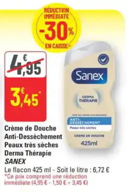 G20 Sanex Crème de Douche Anti-Dessèchement Peaux très sèches Derma Thérapie offre