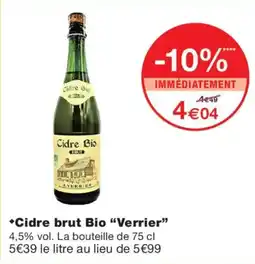 Monoprix Verrier Cidre brut Bio offre