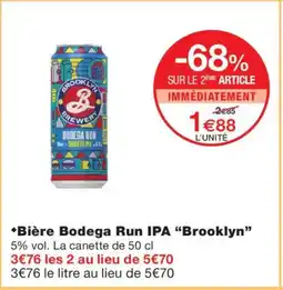 Monoprix Brooklyn Bière Bodega Run IPA offre