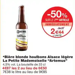 Monoprix Artemus Bière blonde houlbons Alsace légère La Petite Mademoiselle offre