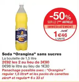 Monoprix Orangina Soda sans sucres offre