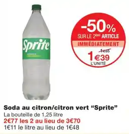 Monoprix Sprite Soda au citron/citron vert offre