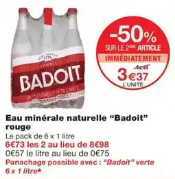 Monoprix Badoit Eau minérale naturelle rouge offre