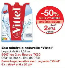 Monoprix Vittel Eau minérale naturelle offre