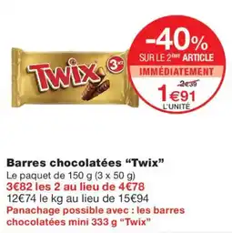 Monoprix Twix Barres chocolatées offre