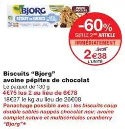 Monoprix Bjorg Biscuits avoine pépites de chocolat offre