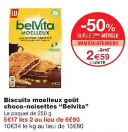Monoprix Belvita Biscuits moelleux goût choco-noisette offre