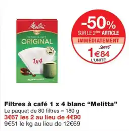 Monoprix Melitta Filtres à café 1 x 4 blanc "Melitta offre