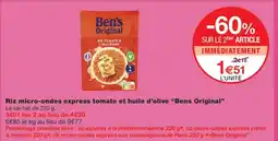 Monoprix Bens Original Riz micro-ondes express tomate et huile d'olive offre