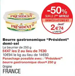 Monoprix Président beurre gastronomique doux offre