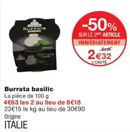 Monoprix Burrata basilic offre