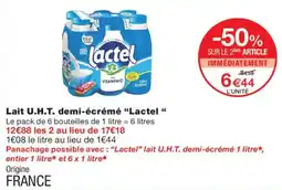 Monoprix Lactel Lait U.H.T. demi-écrémé offre