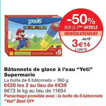 Monoprix Yeti Bâtonnets de glace à l'eau Supermario offre