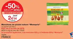 Monoprix Monoprix Manchons de poulet nature offre
