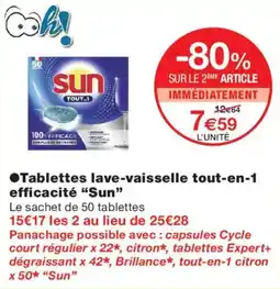 Monoprix Sun Tablettes lave-vaisselle tout-en-1 efficacité offre