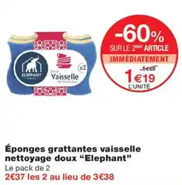 Monoprix Elephant Éponges grattantes vaisselle nettoyage doux offre
