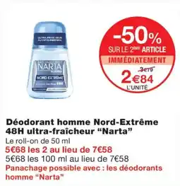 Monoprix Narta Déodorant homme Nord-Extrême 48H ultra-fraîcheur offre