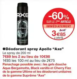 Monoprix Axe Déodorant spray Apollo offre