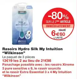 Monoprix Wilkinson Rasoirs Hydro Silk My Intuition offre