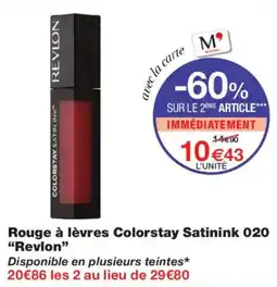 Monoprix Revlon Rouge à lèvres Colorstay Satinink 020 offre