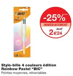 Monoprix Bic Stylo-bille 4 couleurs édition Rainbow Pastel offre