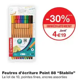 Monoprix Stabilo Feutres d'écriture Point 88 offre