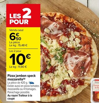 Carrefour Pizza jambon speck mozzarella offre