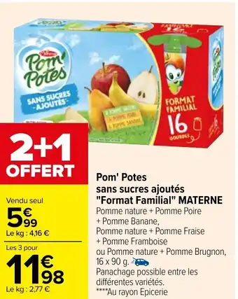 Carrefour Pom'potes sans sucres ajoutés offre