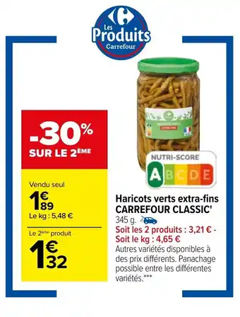 Carrefour Haricots verts extra-fins CARREFOUR CLASSIC offre