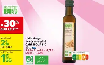 Carrefour Huile vierge de sésame grillé offre
