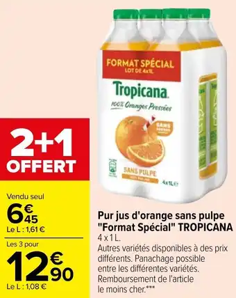 Carrefour Pur jus d'orange sans pulpe offre