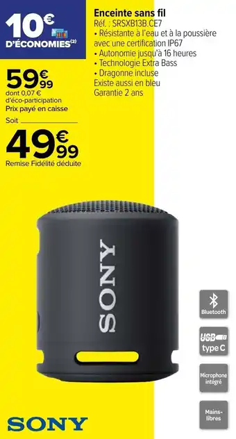 Carrefour Enceinte sans fil offre
