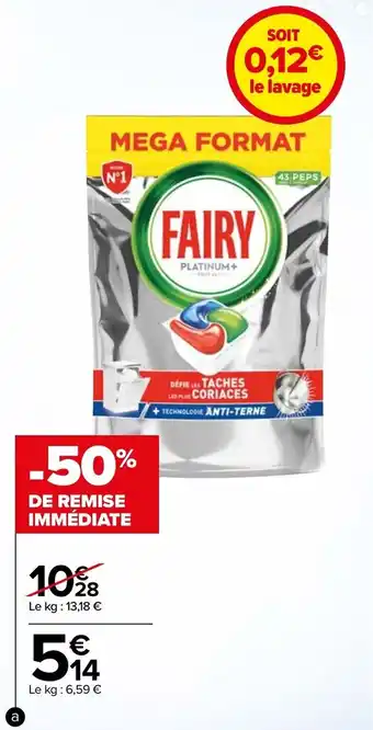 Carrefour Tablettes lave-vaisselle tout en 1 "mega format FAIRY offre