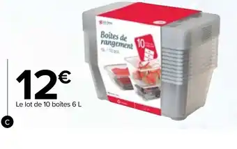 Carrefour Lot de 10 boites de rangement 6L offre