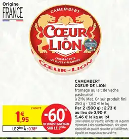 Intermarché CAMEMBERT COEUR DE LION offre