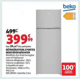 Auchan BEKO Réfrigérateur 2 portes rdse465k40sn offre