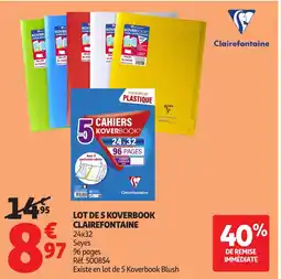 Auchan CLAIREFONTAINE Lot de 5 koverbook offre