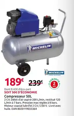 Mr Bricolage MICHELIN Compresseur 50L offre
