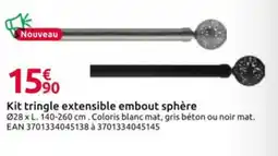 Mr Bricolage Kit tringle extensible embout sphère offre