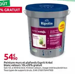 Mr Bricolage Peinture murs et plafonds Esprit Kréol blanc velours offre