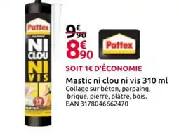Mr Bricolage PATTEX Mastic ni clou ni vis offre