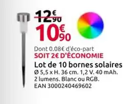 Mr Bricolage Lot de 10 bornes solaires offre