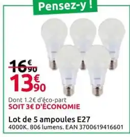 Mr Bricolage Lot de 5 ampoules E27 offre