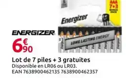 Mr Bricolage ENERGIZER Lot de 7 piles + 3 gratuites offre