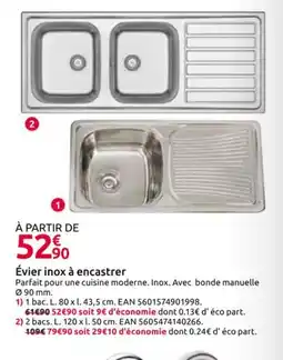 Mr Bricolage Évier inox à encastrer offre
