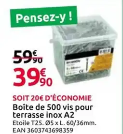 Mr Bricolage Boîte de 500 vis pour terrasse inox A2 offre