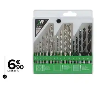 Carrefour Lot de 16 forets pour Bois, Métal et Béton offre