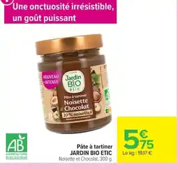 Carrefour JARDIN BIO ETIC Pâte à tartiner offre