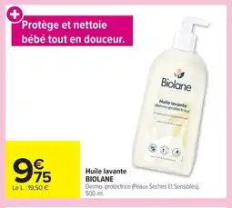 Carrefour BIOLANE Huile lavante offre