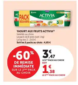 Hyper U ACTIVIA Yaourt aux fruits offre